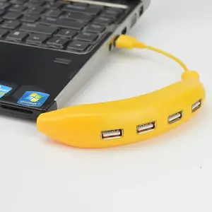 Banana Shape USB Hub, 2.0 Hub USB Splitter, 4-Port USB Hub (1 Pc)